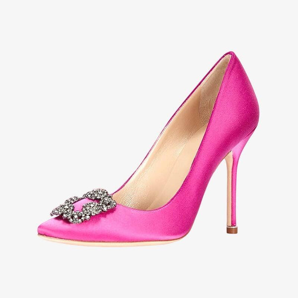 Satin Slip-On Pink Pumps
