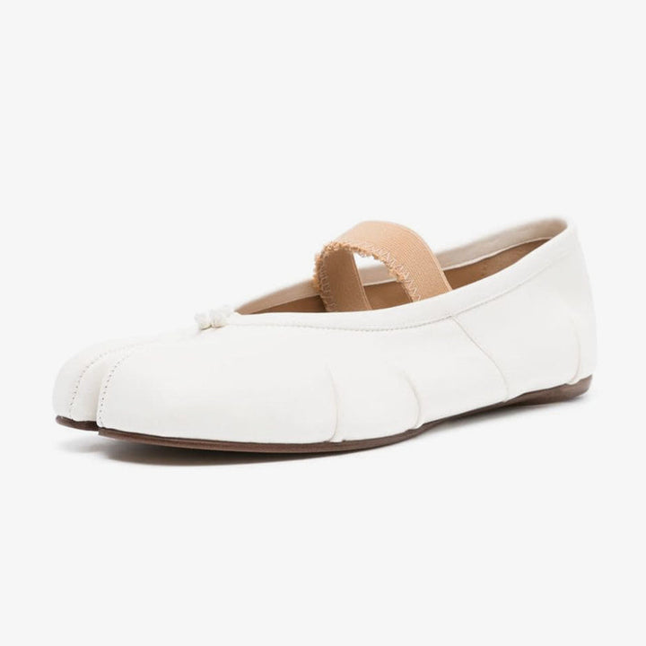 Split-toe Ballerina Shoes in Ivory White - Arno Conti Shoe