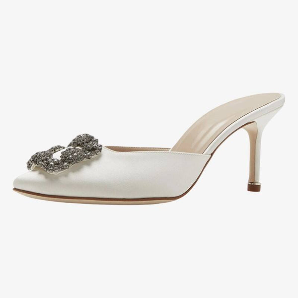 Pearl Satin Mules