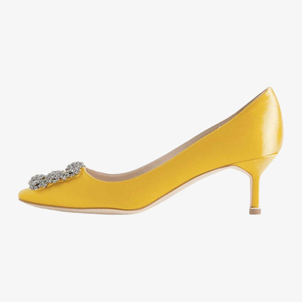 Golden Satin Slip-On Pumps