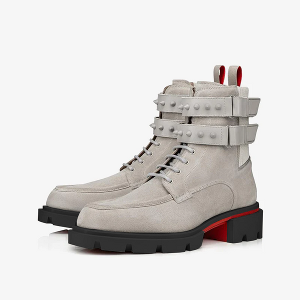 Grey Suede and Leather Hybrid Boot - ARNO CONTI