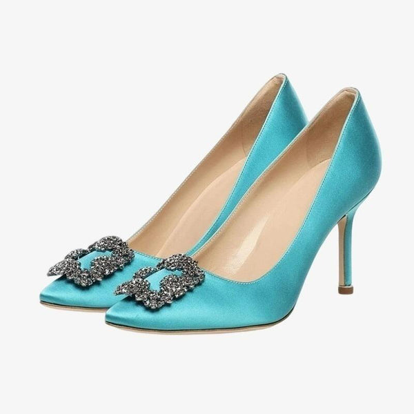 Shiny Blue Stiletto Heels