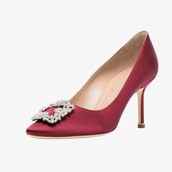 Crimson Sparkle Pointed Toe Pumps