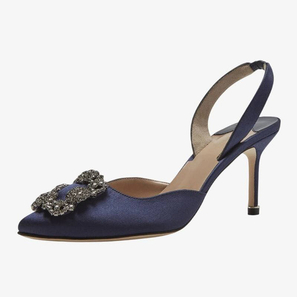 Diamond Satin Slingbacks