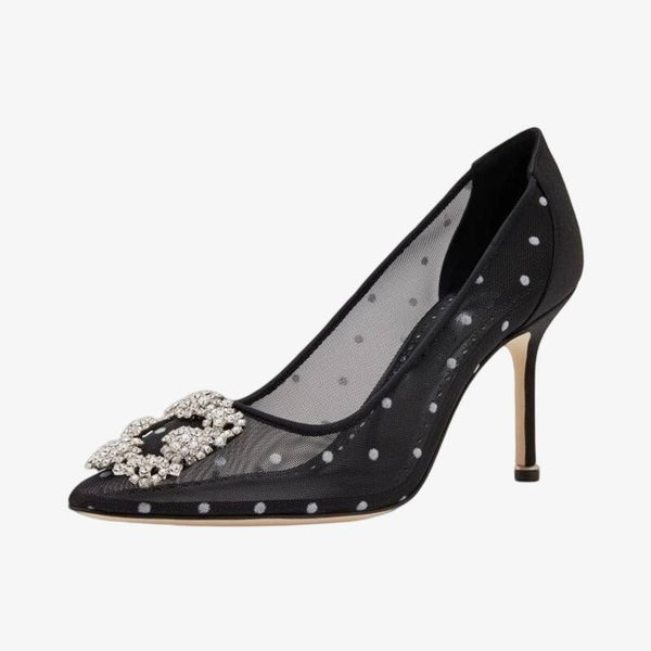 Mesh Polka Dot Black Pumps