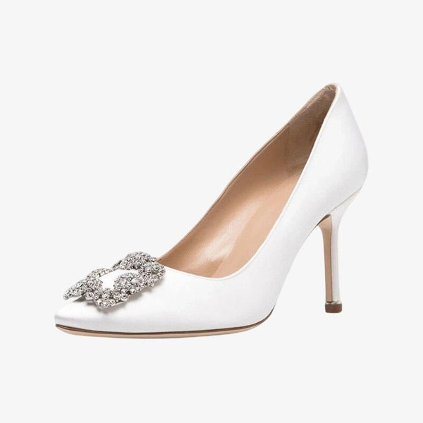 Moonlight Satin Crystal Heels
