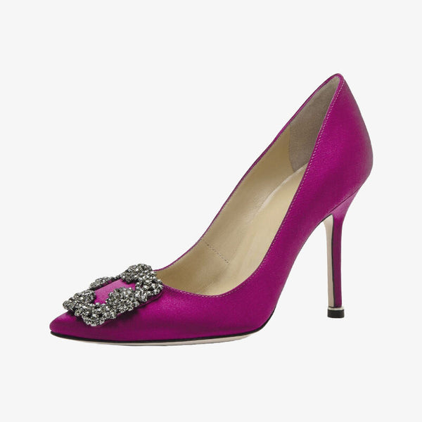 Satin Dark Fuchsia Pumps