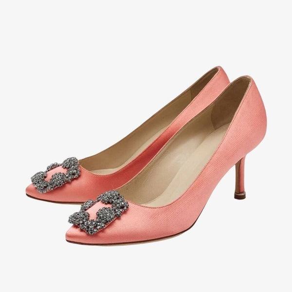 Girlish Pink Satin Pumps