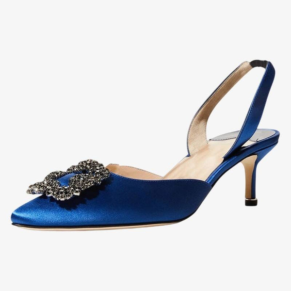 Shimmering Blue Slingback Heels