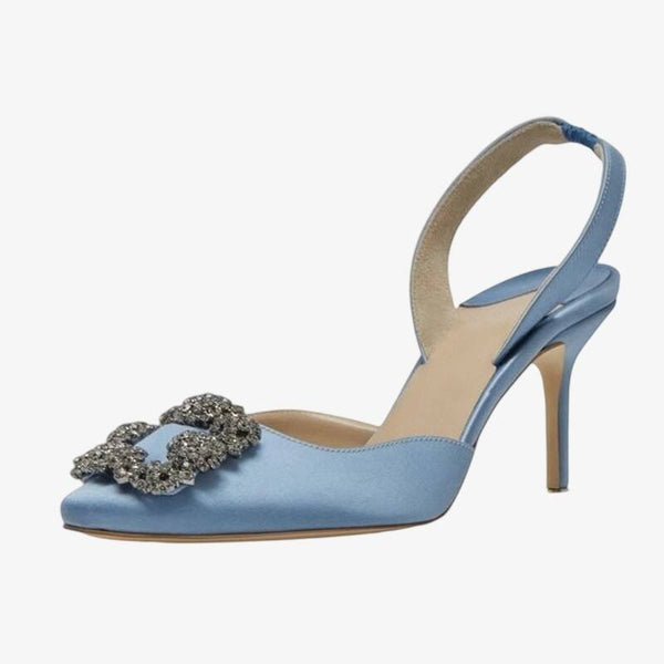 Sky Satin Slingbacks