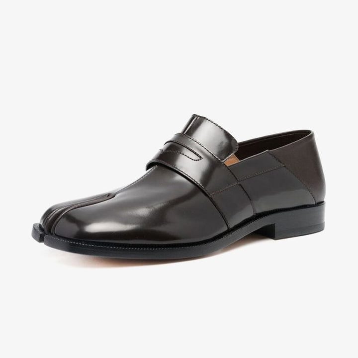 Split-toe Leather Loafers in Dark Brown - Arno Conti Shoe