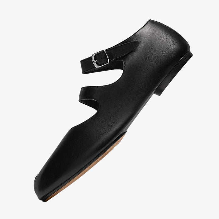 Leather Split-toe Ballerinas with Rope Bow - Arno Conti Shoe