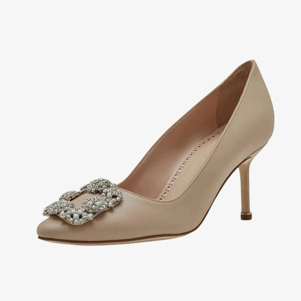 Light Beige Leather Pumps