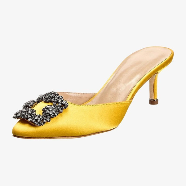 Sunshine Crystal Satin Mules