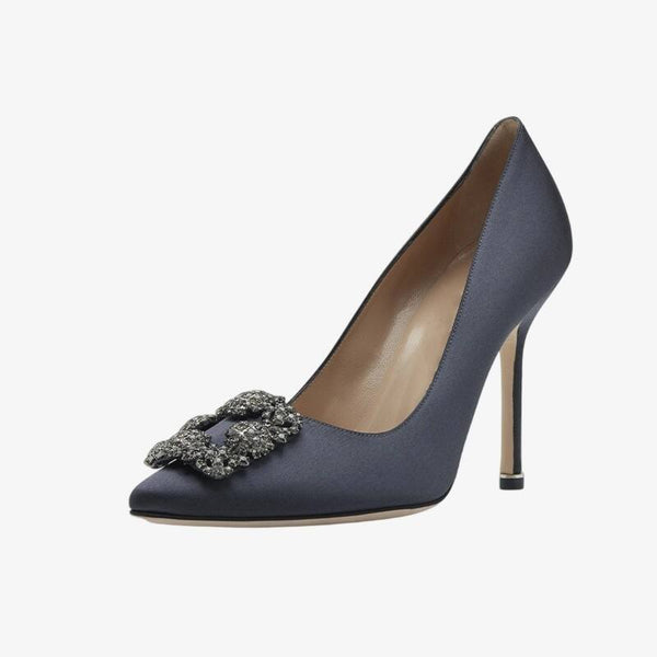 Dark Grey Satin Stilettos