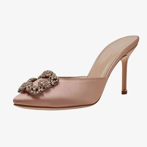 Soft Satin Almond Toe Mules