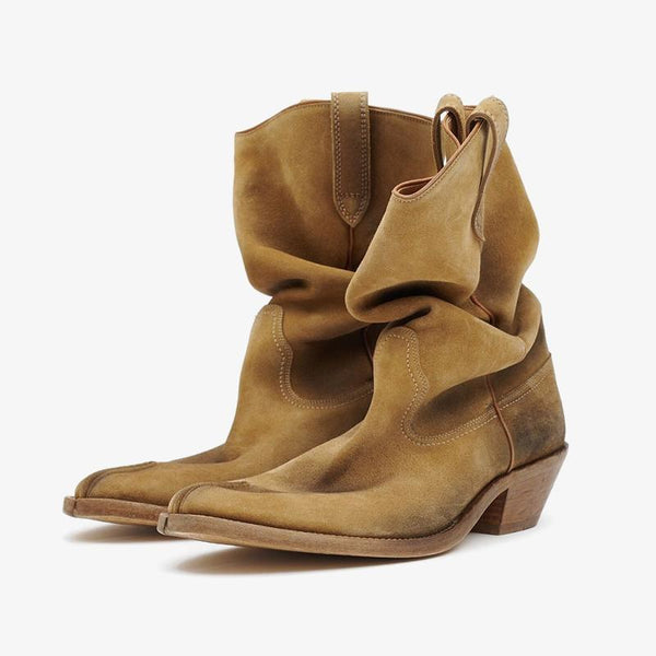 Light Brown Suede Split-toe Boots Women's - Arno Conti Shoe