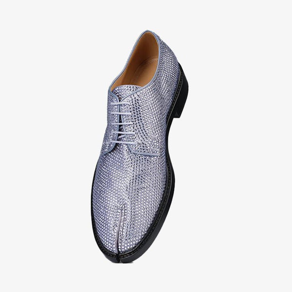 Light Blue Split-toe Rhinestone Lace-up Shoes - Arno Conti Shoe