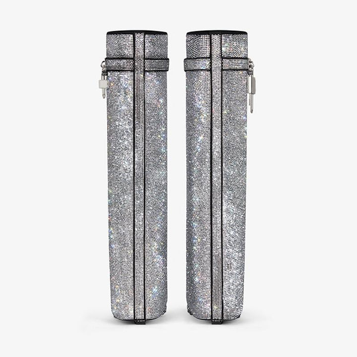 Glamorous Silvery Suede Strass High Boots - Arno Conti Shoe