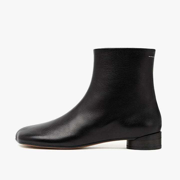 Calf Leather Ankle Boots with Curved Heel - Arno Conti Shoe