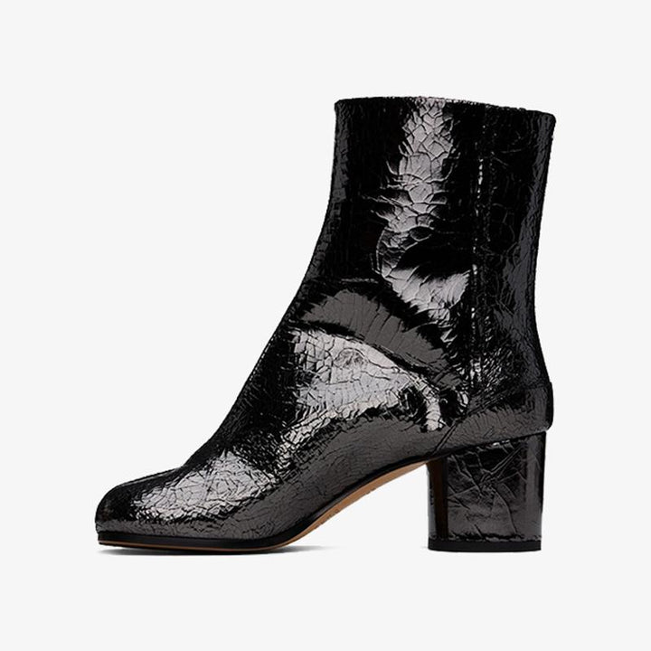 Dark Grey Crinkled Leather Ankle Boots - Arno Conti Shoe