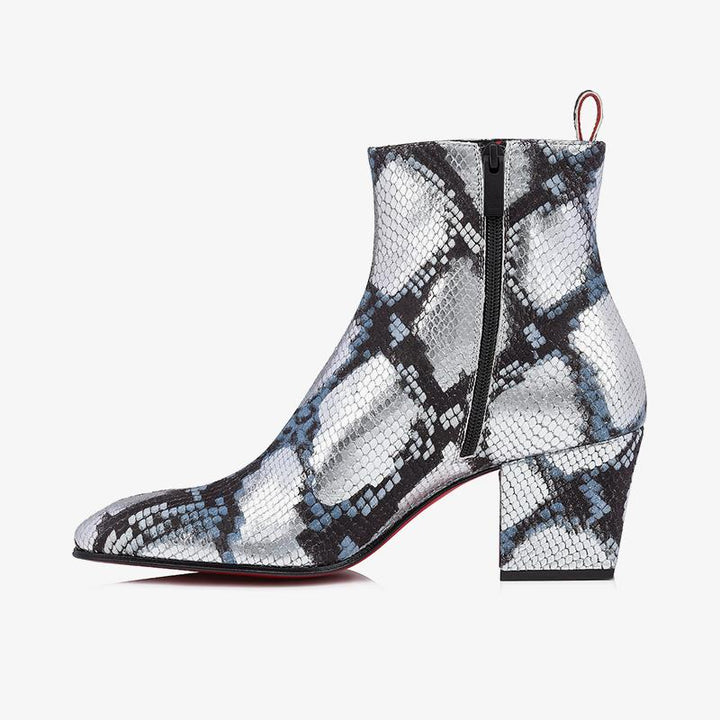 Multicolor Python Print Ankle Boot with Cuban Heel - ARNO CONTI