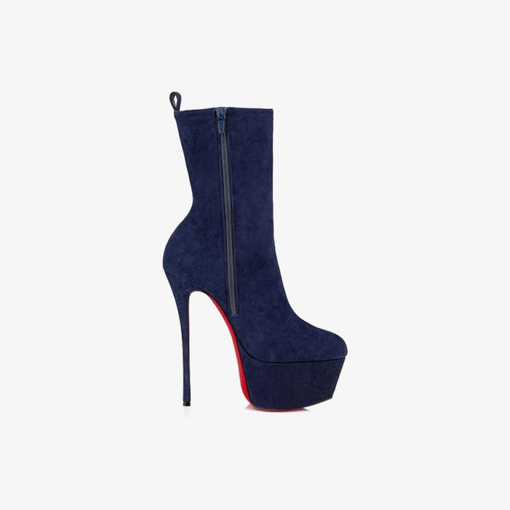 Deep Blue Suede Platform Heels 140mm Heel - ARNO CONTI