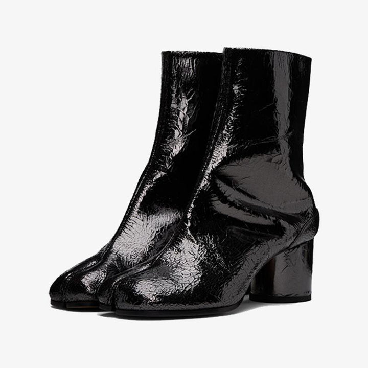 Dark Grey Crinkled Leather Ankle Boots - Arno Conti Shoe