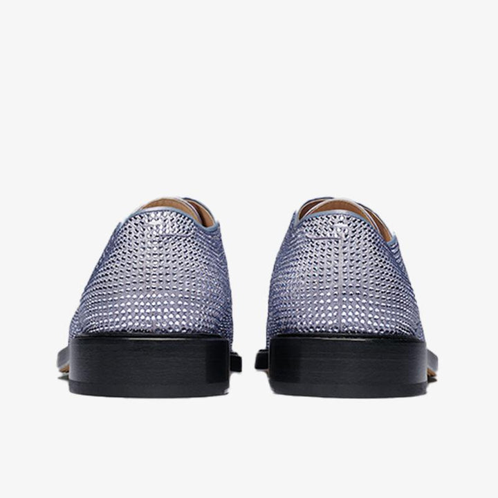 Light Blue Split-toe Rhinestone Lace-up Shoes - Arno Conti Shoe