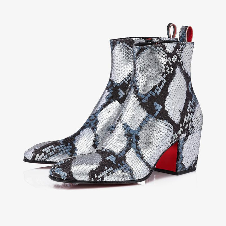 Multicolor Python Print Ankle Boot with Cuban Heel - ARNO CONTI