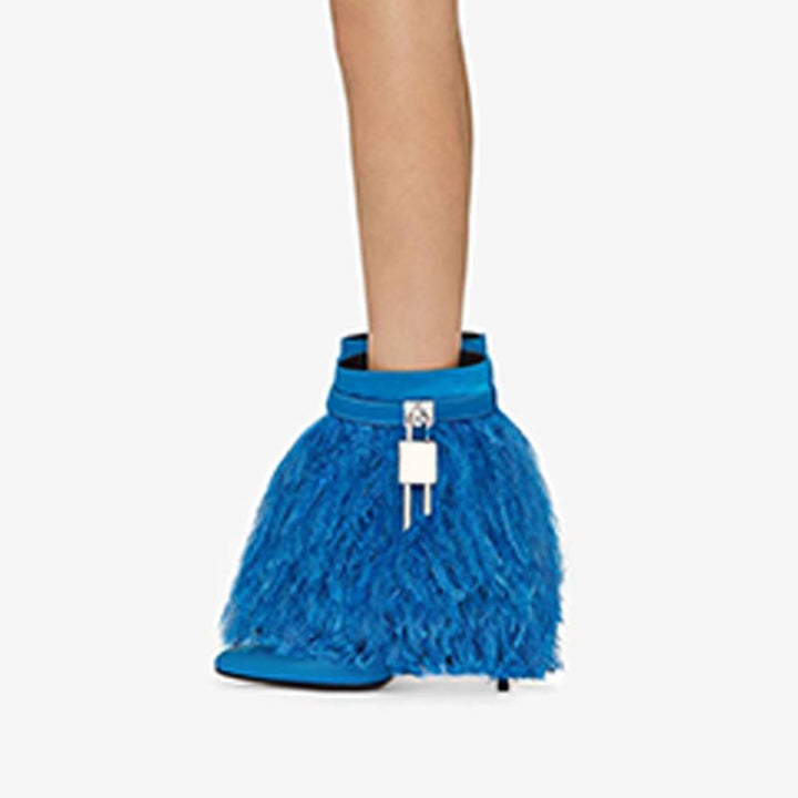 Elegant Electric Blue Satin Ankle Boots - Arno Conti Shoe