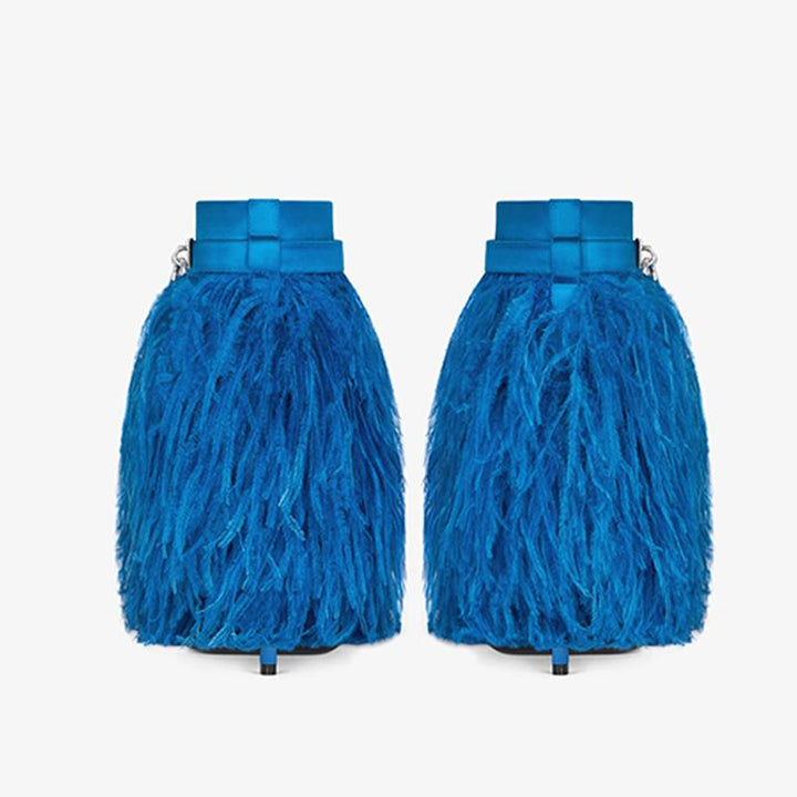 Elegant Electric Blue Satin Ankle Boots - Arno Conti Shoe