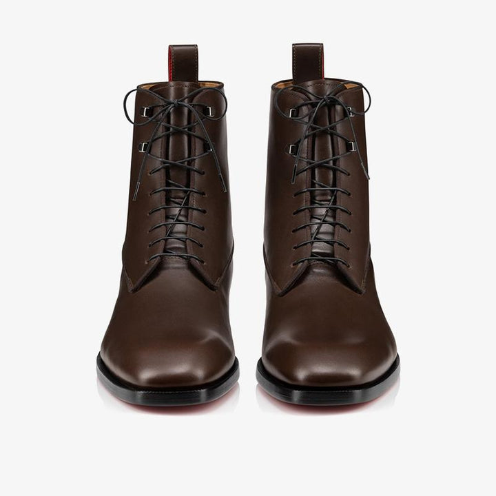 Brown Calf Leather Boot with Grosgrain Trim and Removable Piercing - ARNO CONTI