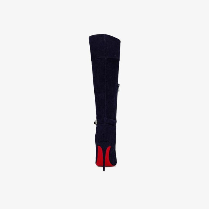 Deep Blue Elegant Knee-High Stiletto Boot - ARNO CONTI