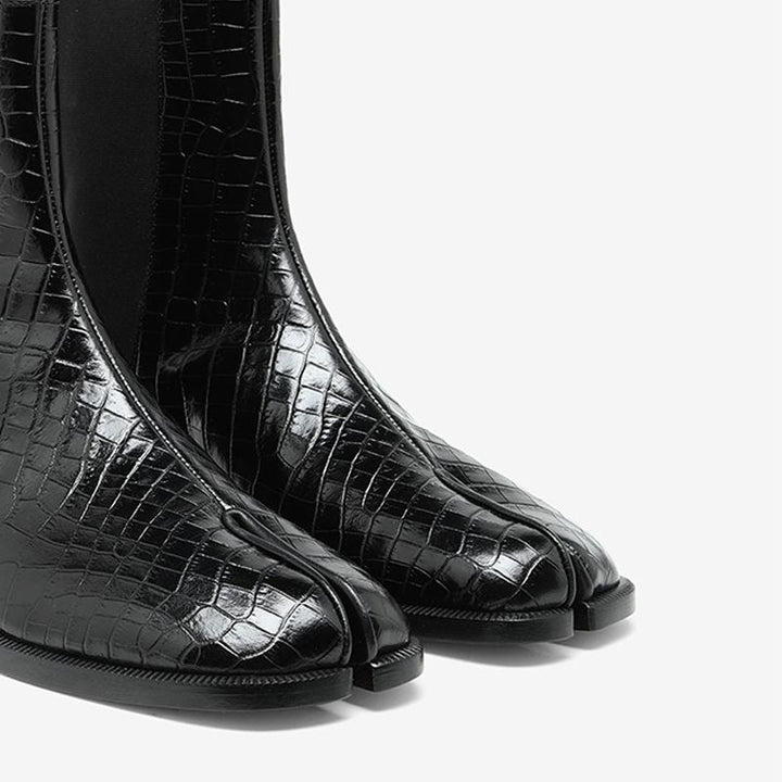 Calf Leather Split-toe Boots with Elastic Inserts - Arno Conti Shoe