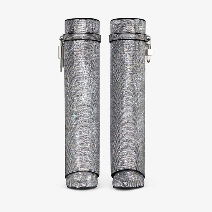 Glamorous Silvery Suede Strass High Boots - Arno Conti Shoe