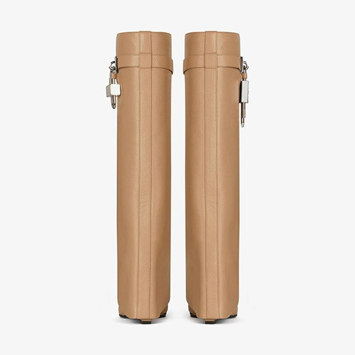 Sophisticated Beige Calfskin High Boots - Arno Conti Shoe