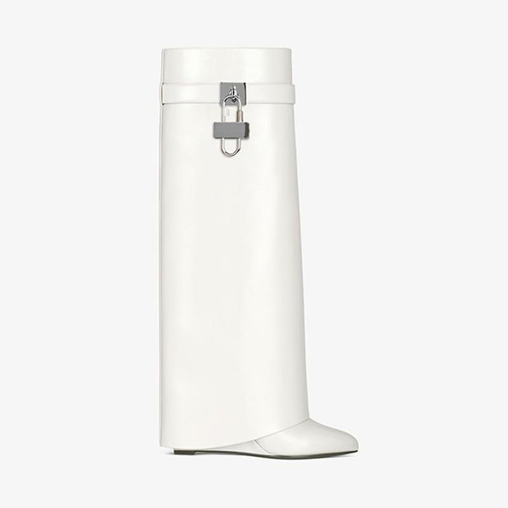 Refined Ivory Calfskin High Boots - Arno Conti Shoe