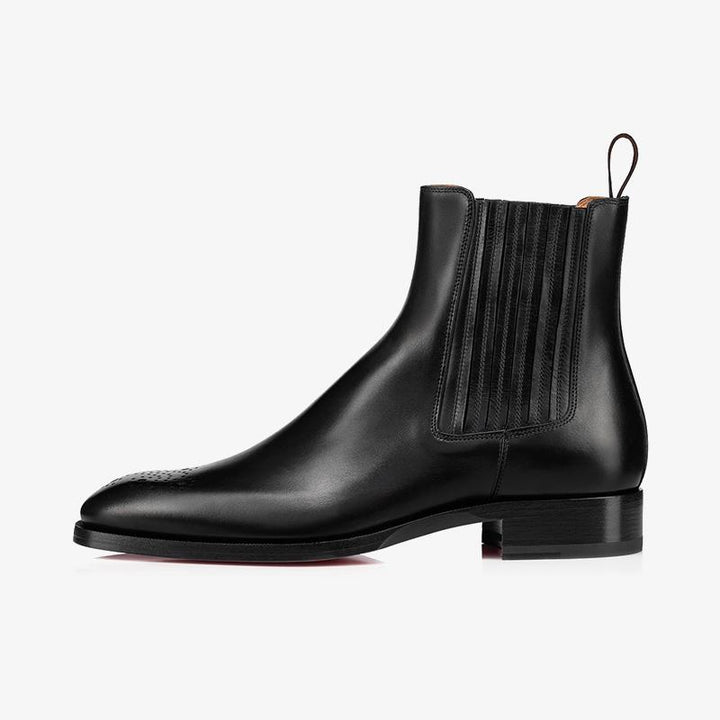 Perforated Toe Black Ankle Boot - ARNO CONTI